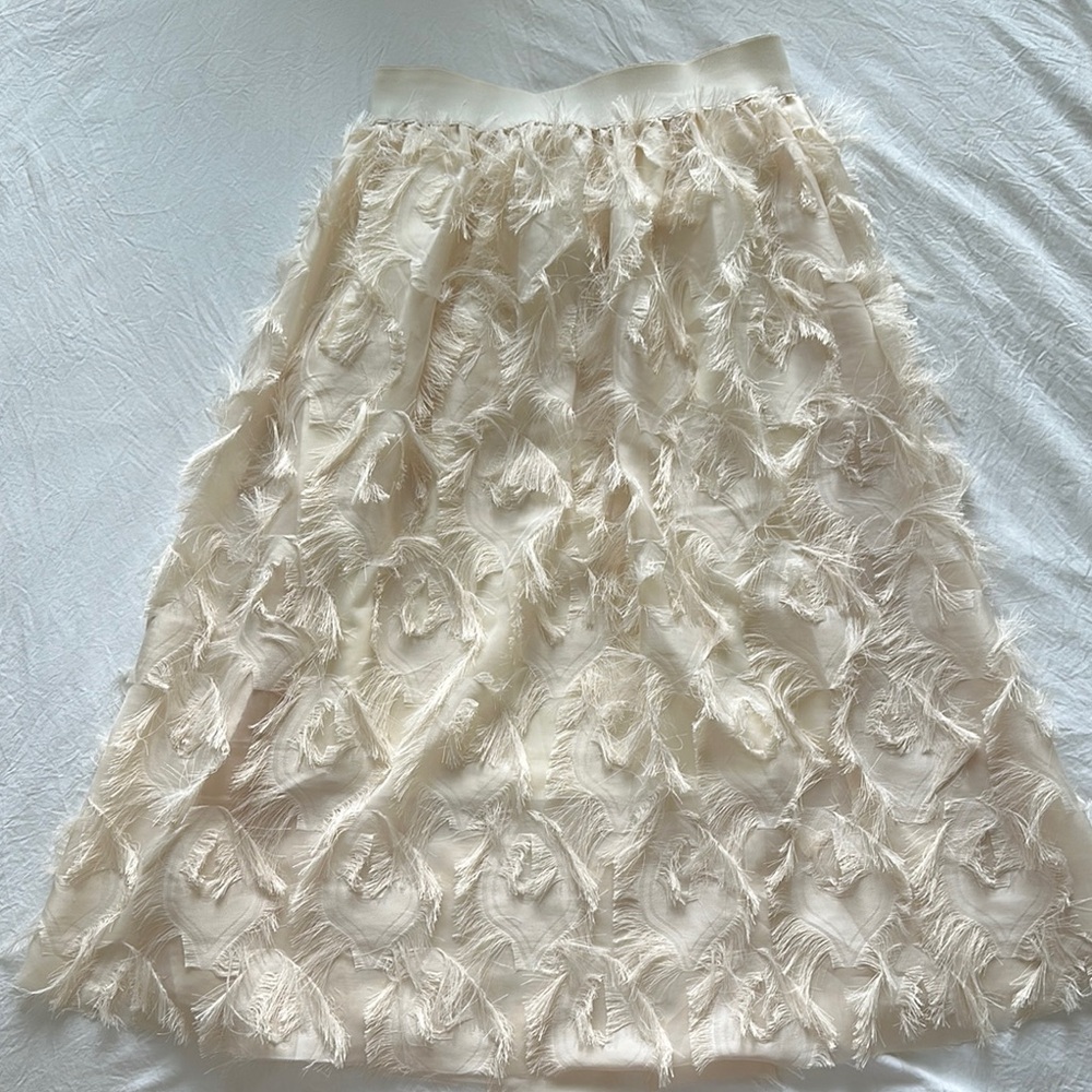 Elegant Cream Feathered Women's Skirt
